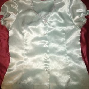 Vintage satin baby blue top